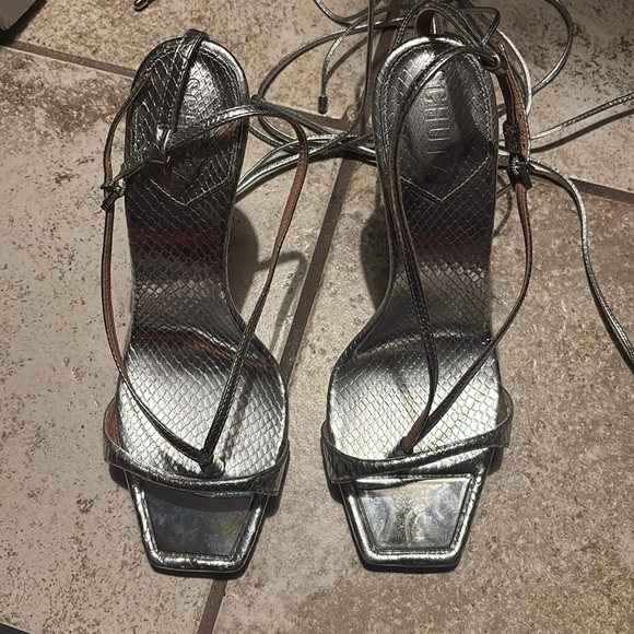 Shutz Silver Strappy Heels - Picture 8 of 8
